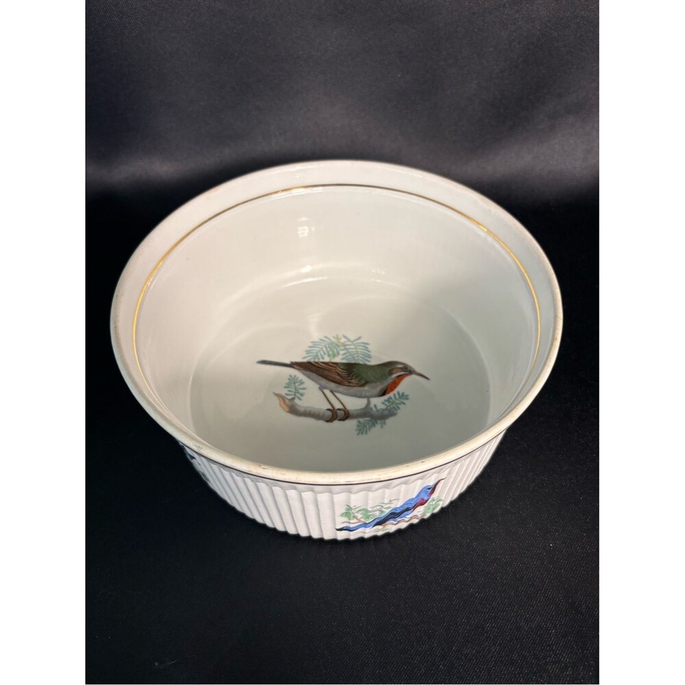 VTG RARE Louis Lourioux Le Faune Bakeware Dish Porcelain Birds France